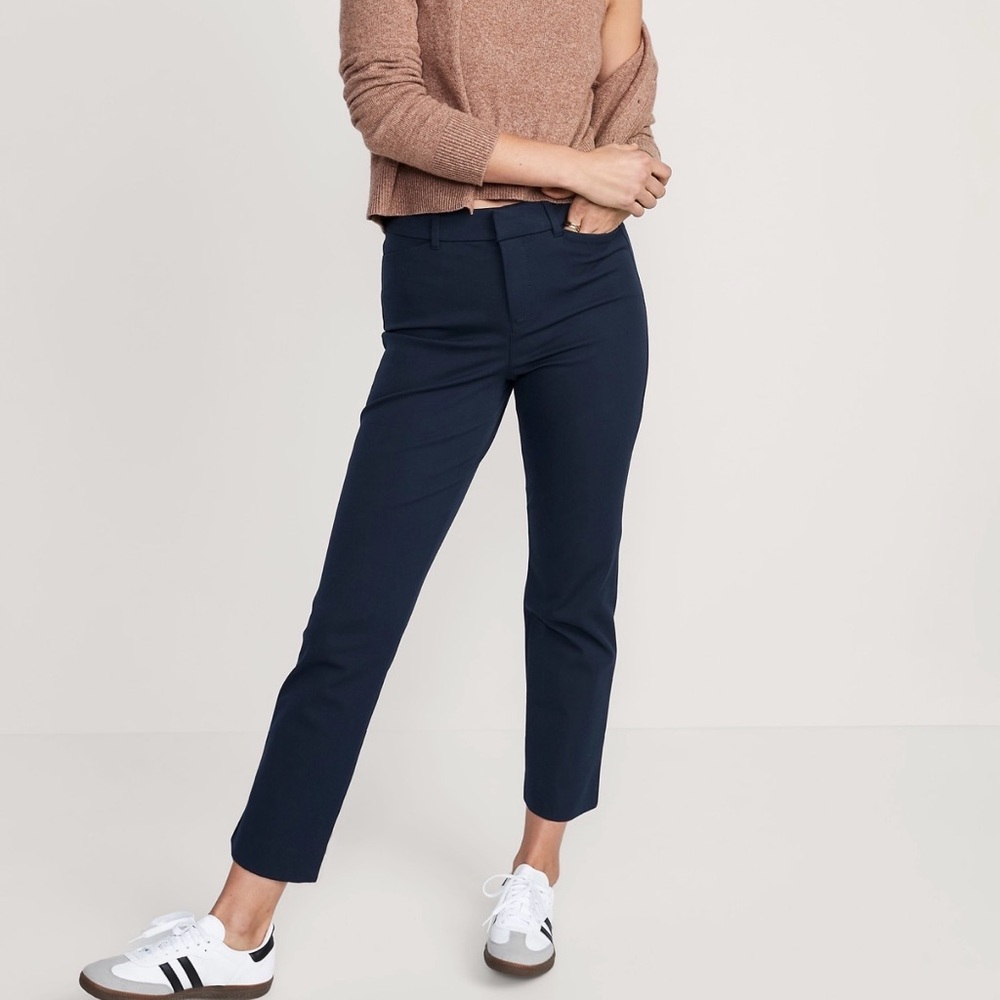 NWT OLD NAVY Women's High Rise Pixie Straight Leg Pants, Navy, 10 Tall